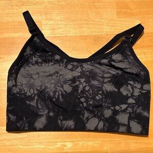 Women's Black Tie-Dye Sports Bra